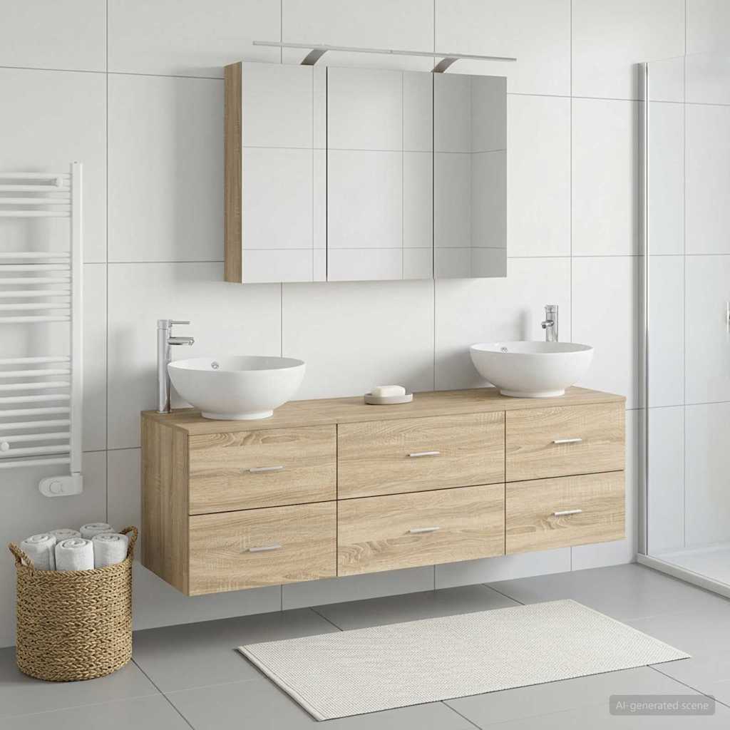 vidaXL Zestaw mebli łazienkowych 4 pcs dąb Sonoma
