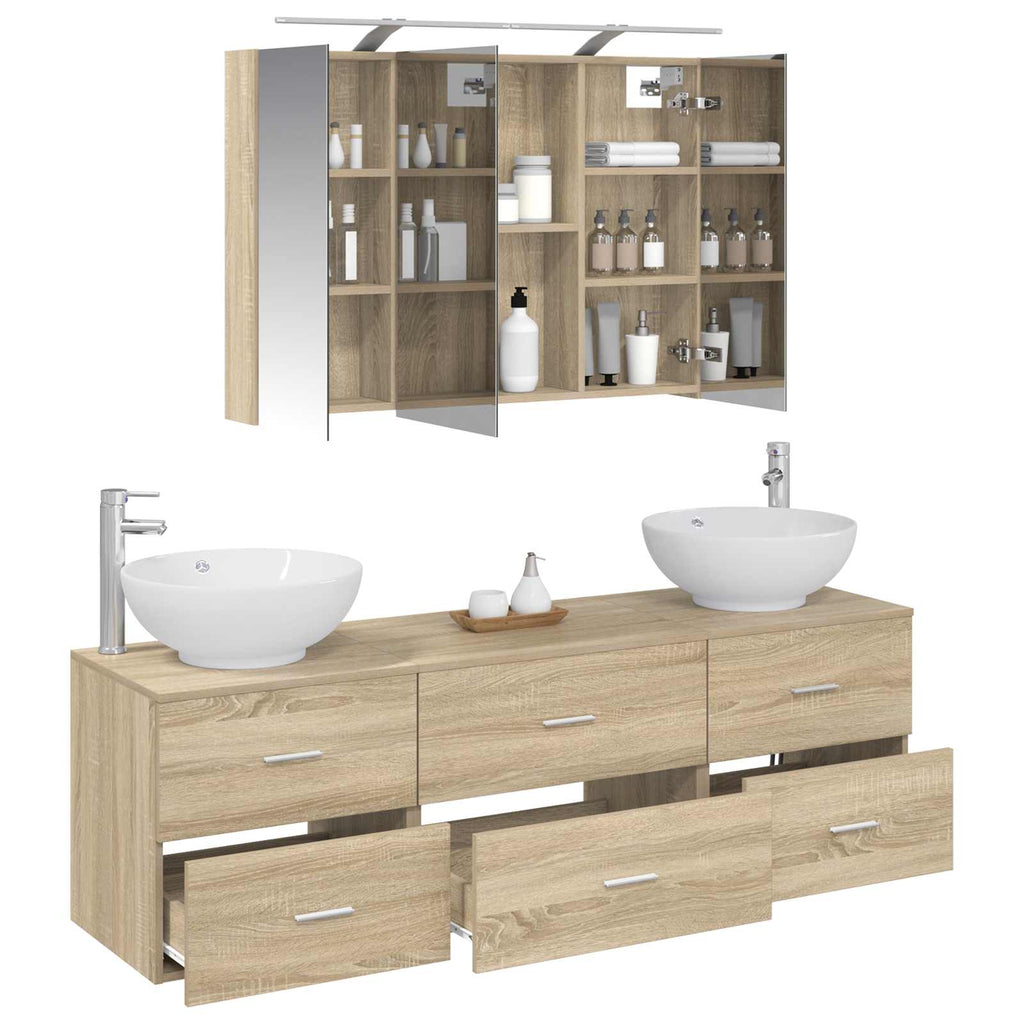 vidaXL Zestaw mebli łazienkowych 4 pcs dąb Sonoma