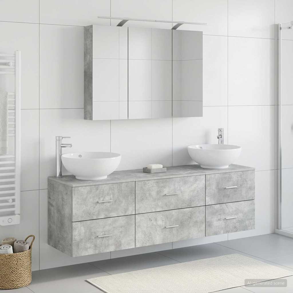 vidaXL Zestaw mebli łazienkowych 4 pcs Betonowy szary