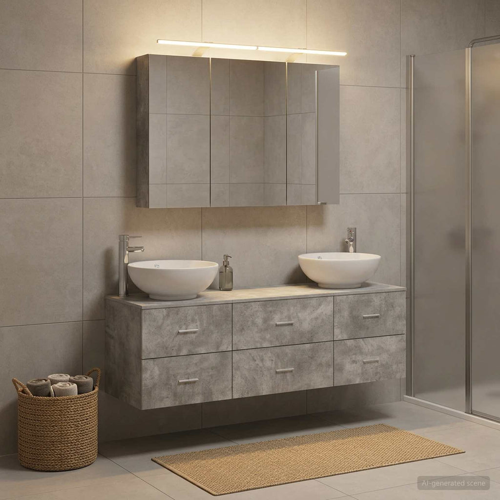 vidaXL Zestaw mebli łazienkowych 4 pcs Betonowy szary