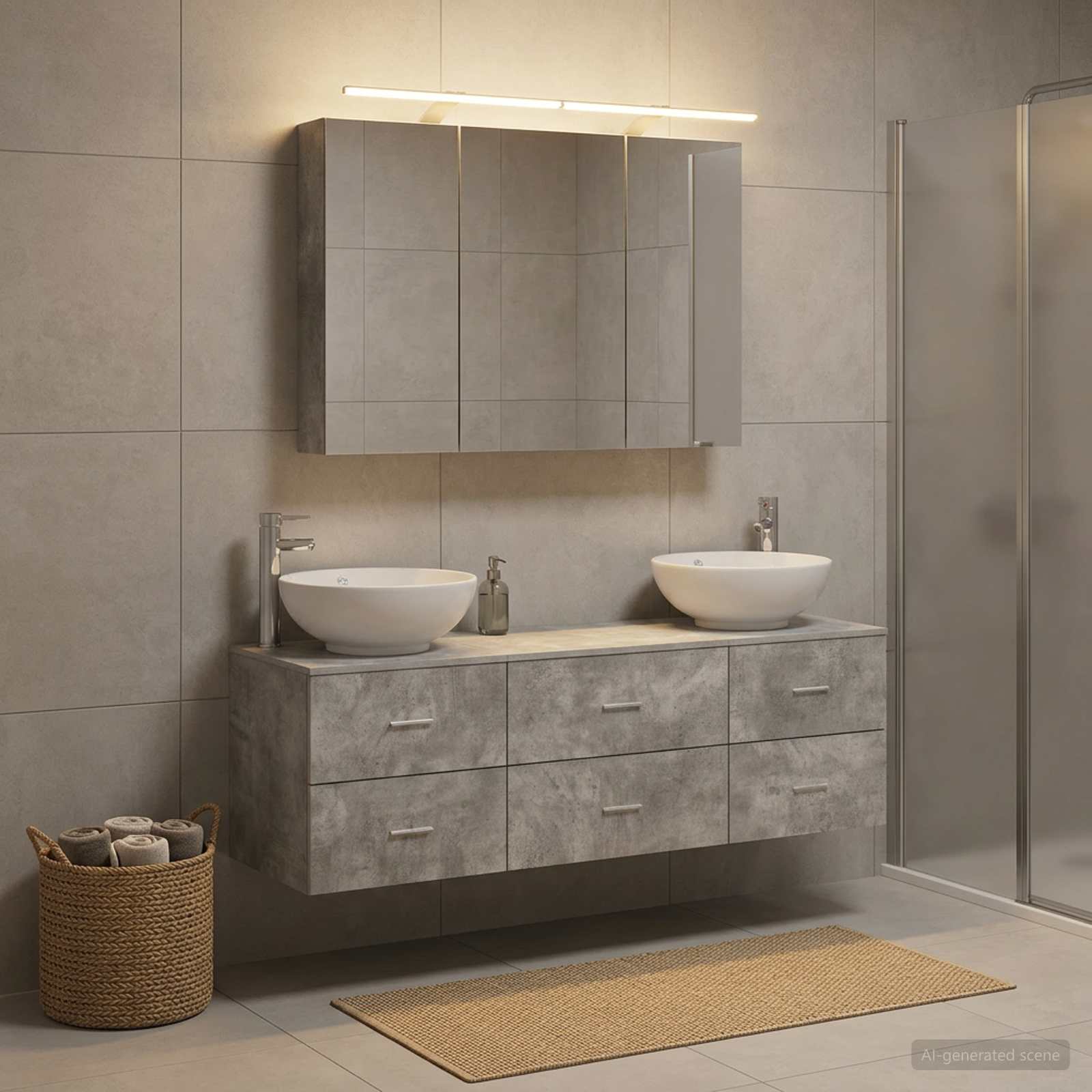 vidaXL Zestaw mebli łazienkowych 4 pcs Betonowy szary
