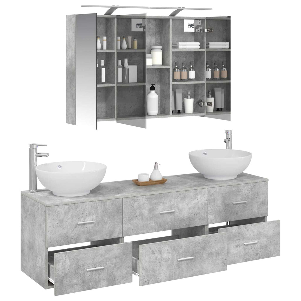 vidaXL Zestaw mebli łazienkowych 4 pcs Betonowy szary