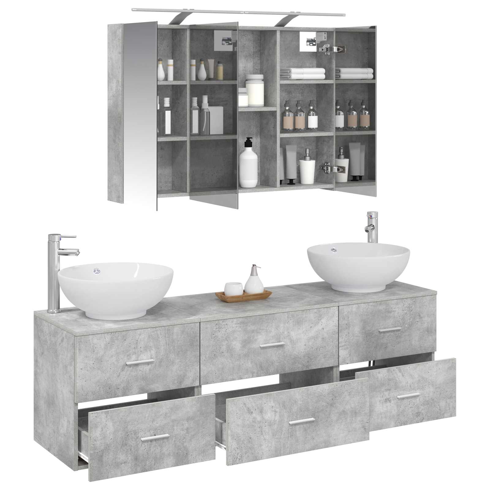 vidaXL Zestaw mebli łazienkowych 4 pcs Betonowy szary