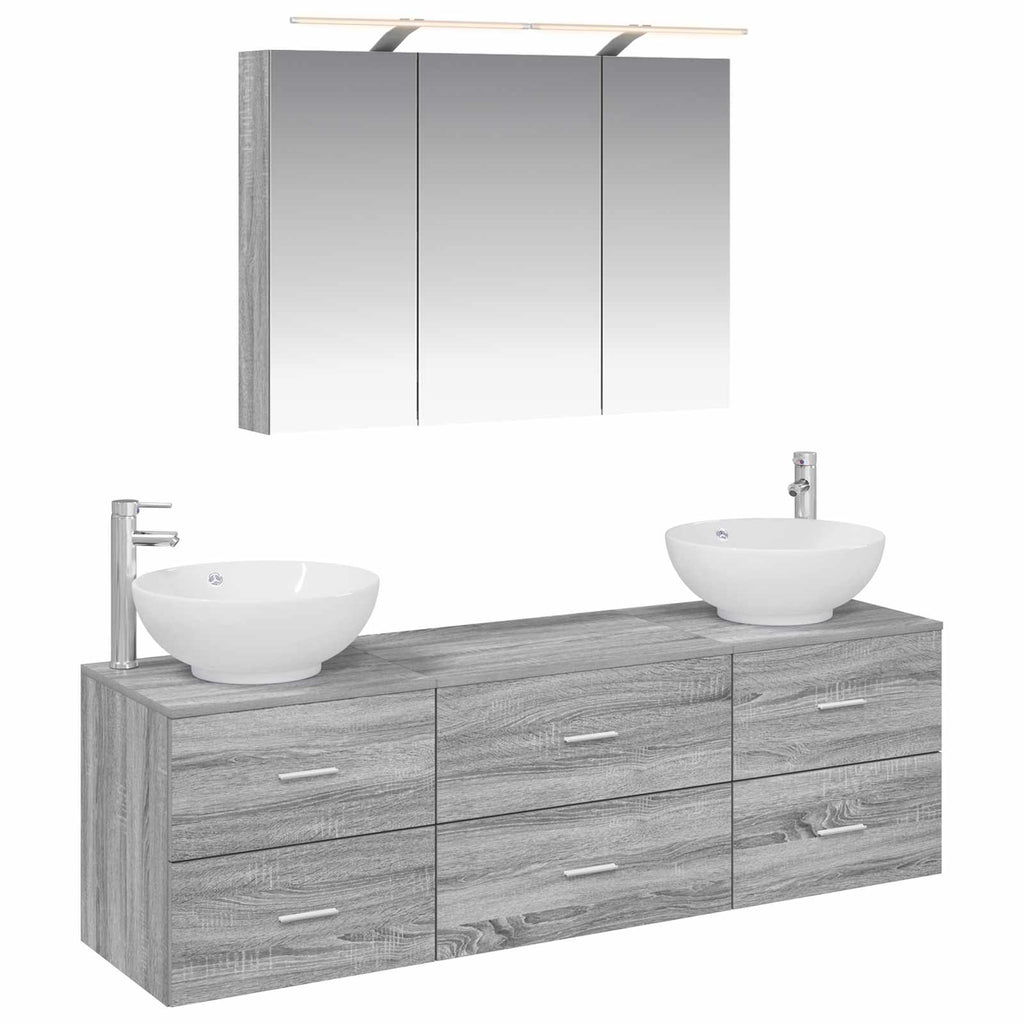 vidaXL Zestaw mebli łazienkowych 4 pcs Szary Sonoma