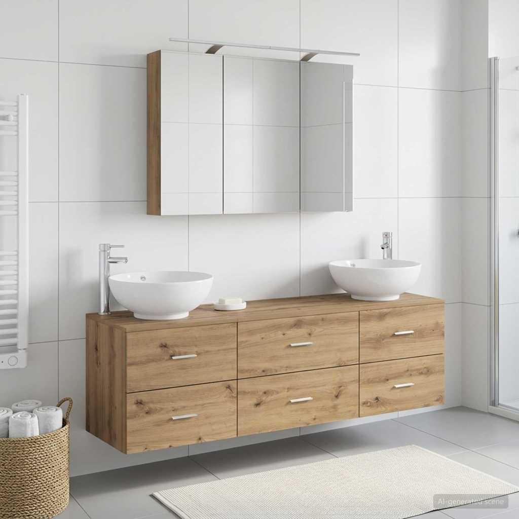 vidaXL Zestaw mebli łazienkowych 4 pcs Dąb artisan