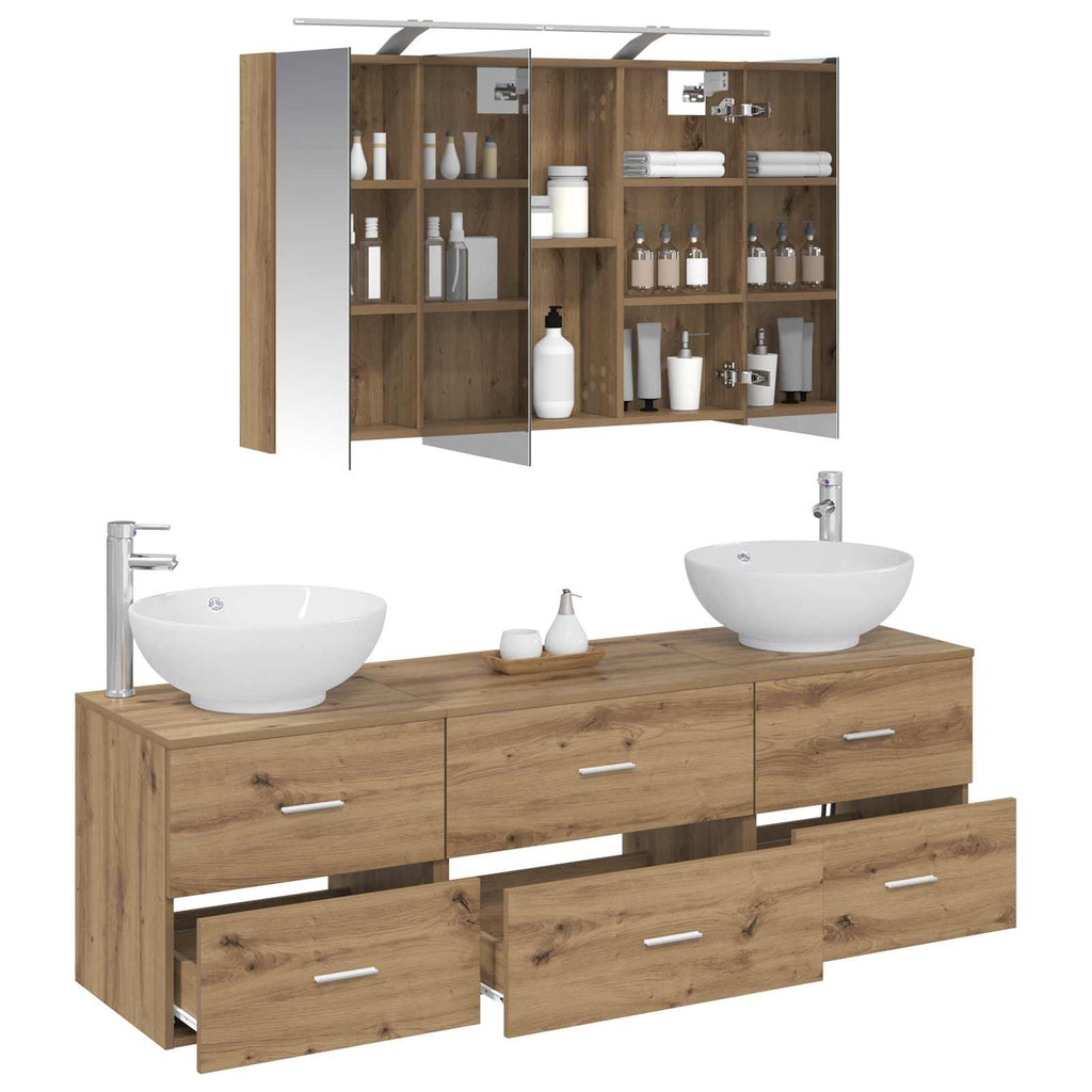 vidaXL Zestaw mebli łazienkowych 4 pcs Dąb artisan