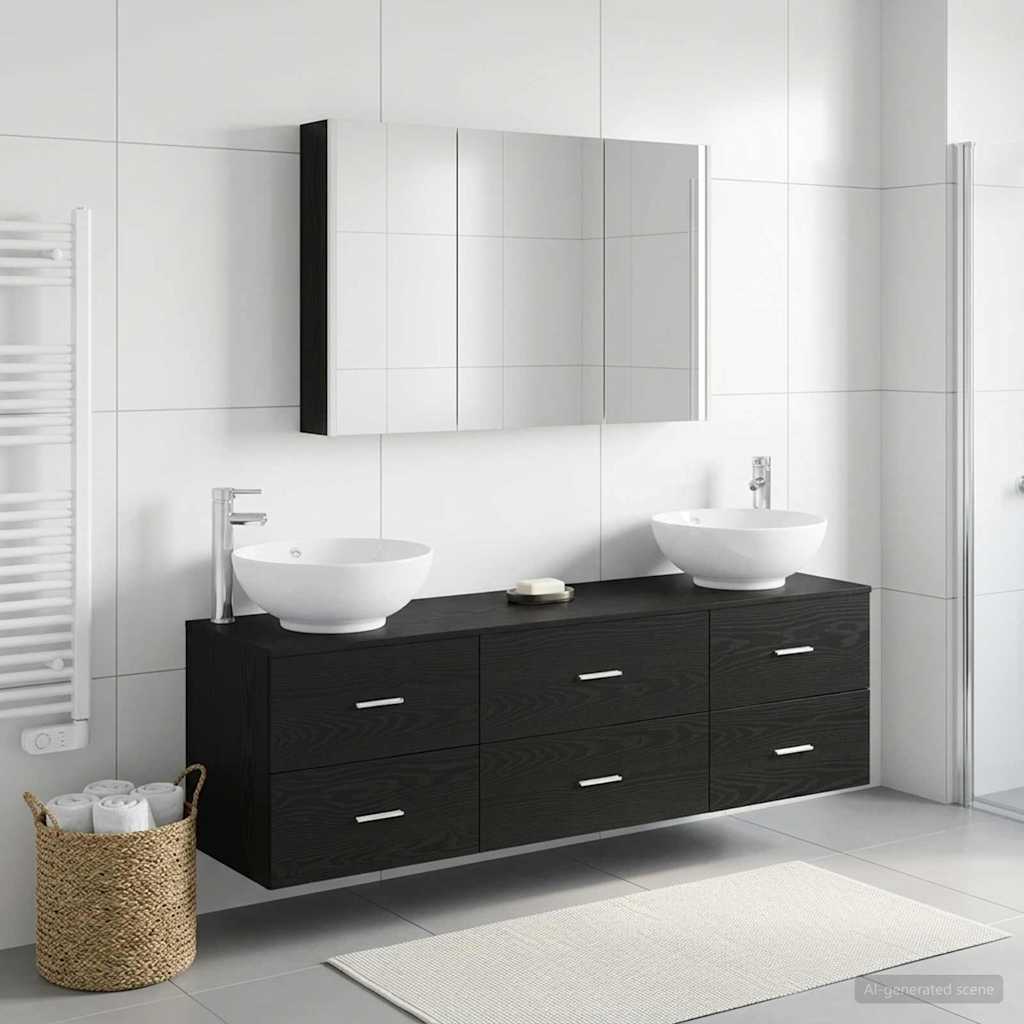 vidaXL Zestaw mebli łazienkowych 4 pcs Czarny dąb