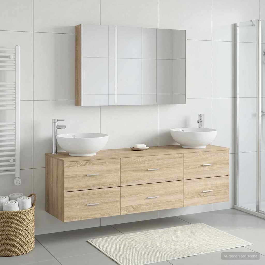 vidaXL Zestaw mebli łazienkowych 4 pcs dąb Sonoma
