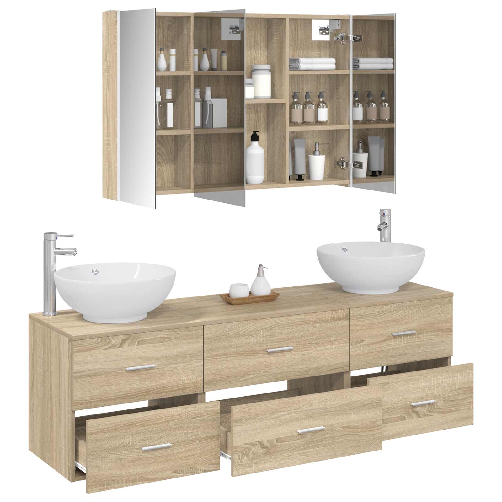 vidaXL Zestaw mebli łazienkowych 4 pcs dąb Sonoma