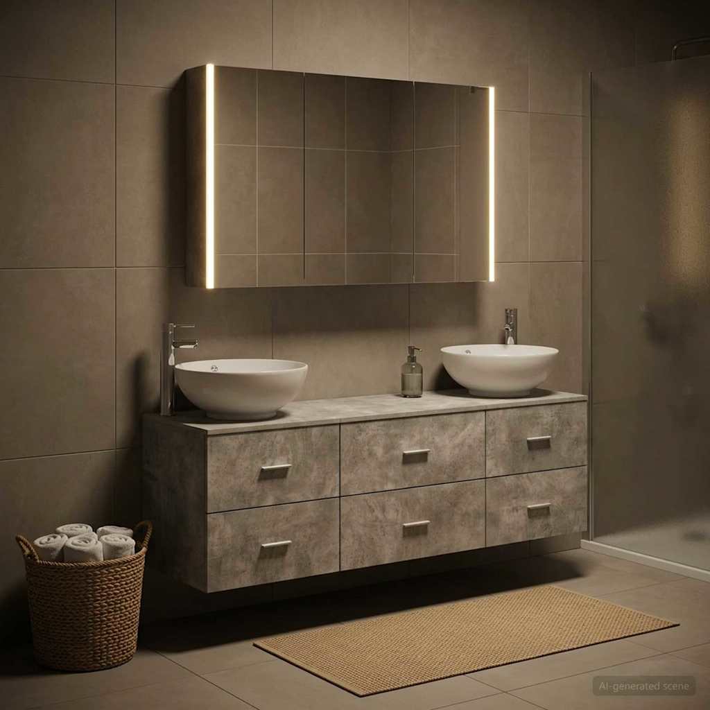 vidaXL Zestaw mebli łazienkowych 4 pcs Betonowy szary
