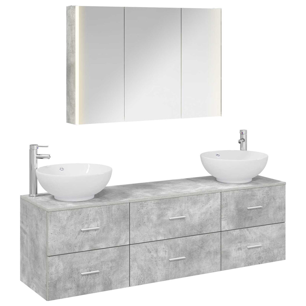 vidaXL Zestaw mebli łazienkowych 4 pcs Betonowy szary