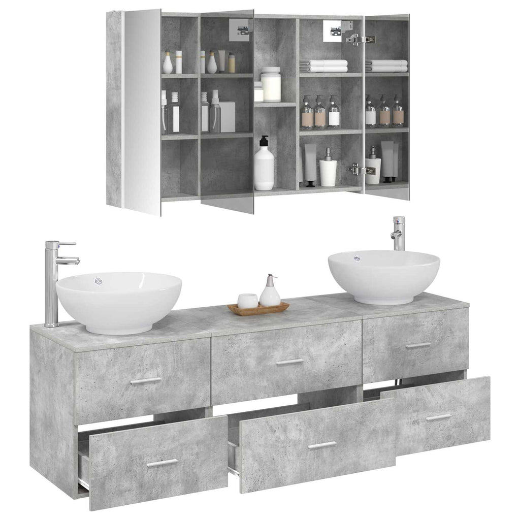 vidaXL Zestaw mebli łazienkowych 4 pcs Betonowy szary