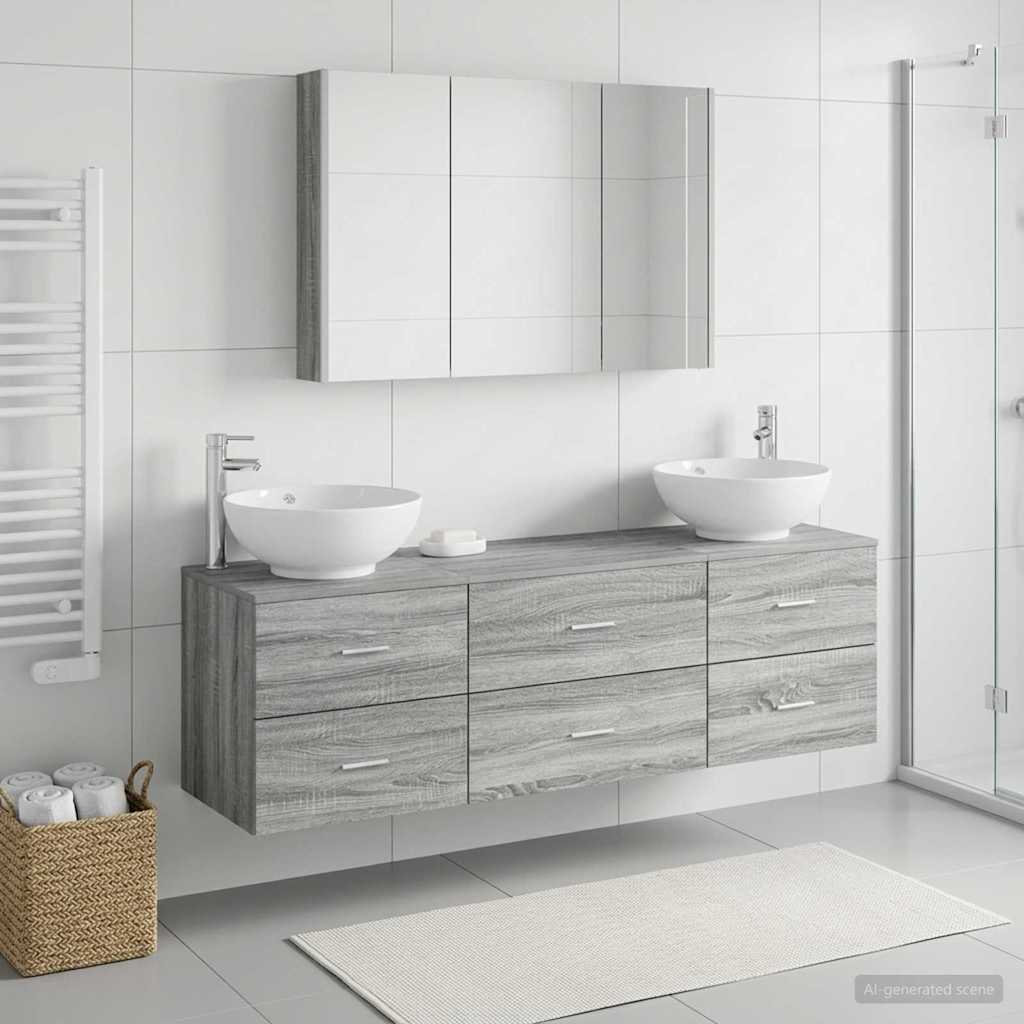 vidaXL Zestaw mebli łazienkowych 4 pcs Szary Sonoma