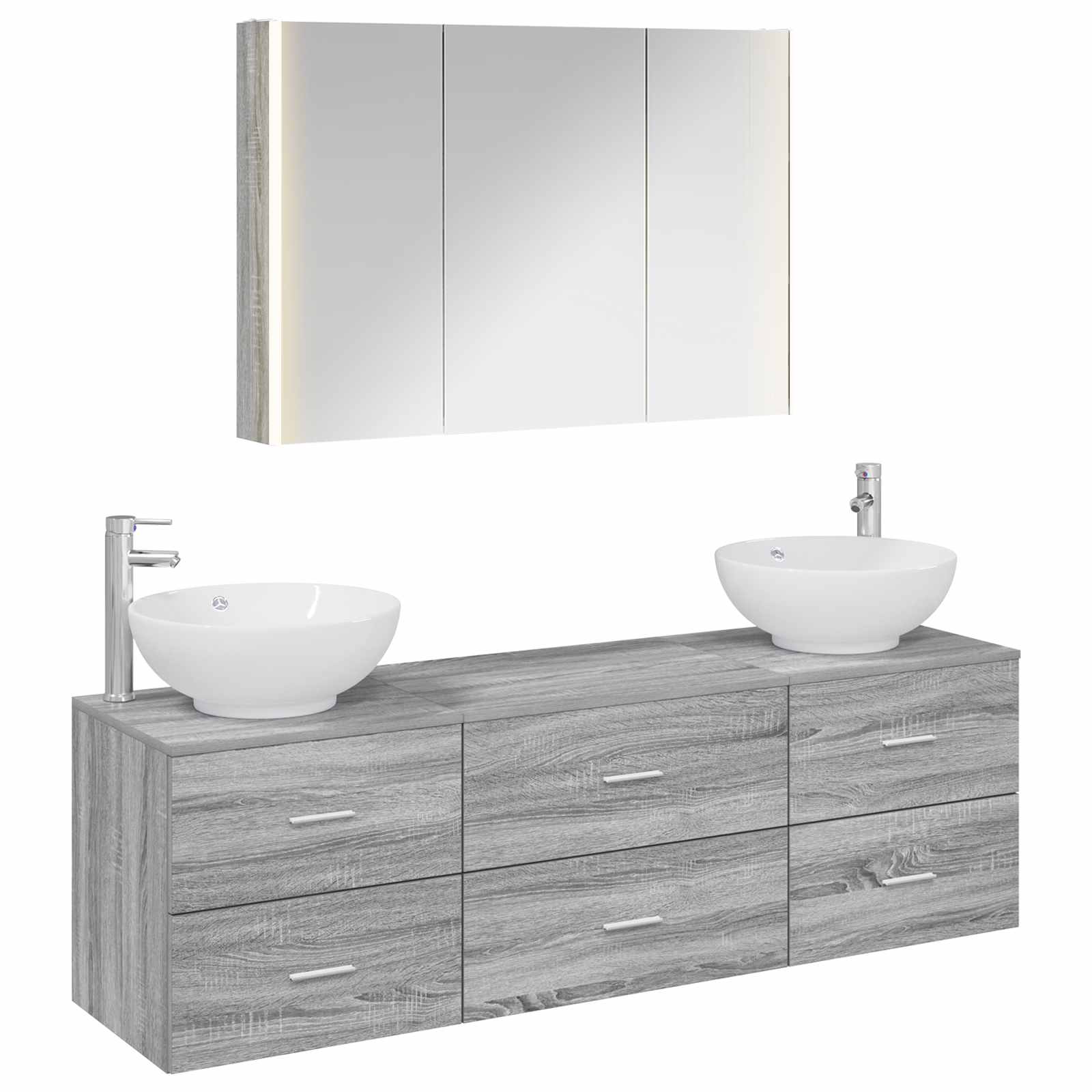 vidaXL Zestaw mebli łazienkowych 4 pcs Szary Sonoma