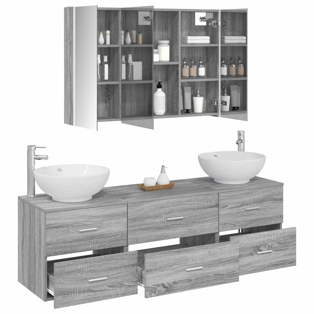 vidaXL Zestaw mebli łazienkowych 4 pcs Szary Sonoma