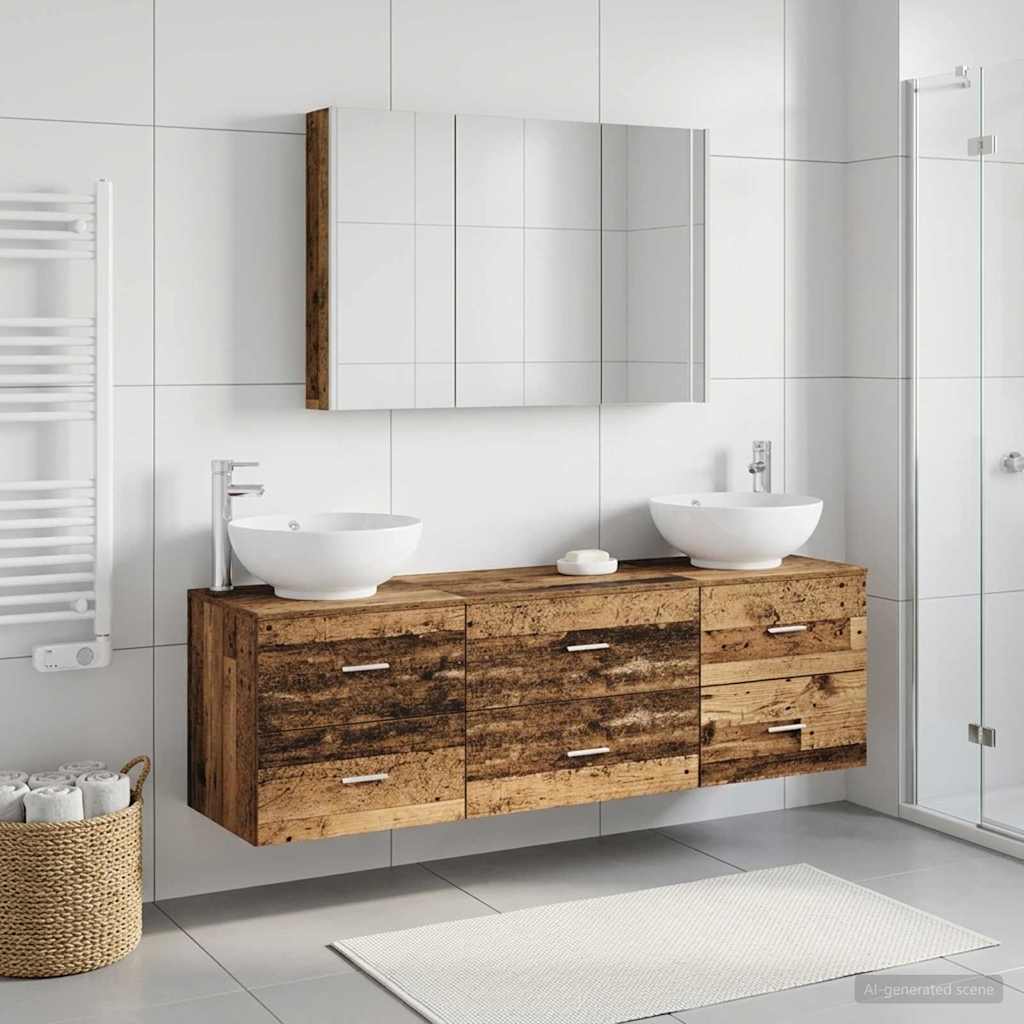 vidaXL Zestaw mebli łazienkowych 4 pcs Stare drewno