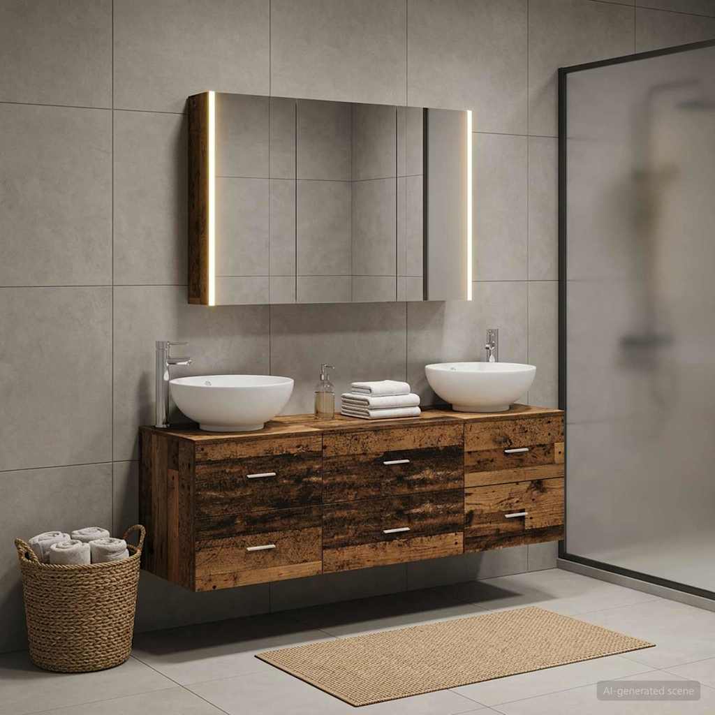 vidaXL Zestaw mebli łazienkowych 4 pcs Stare drewno