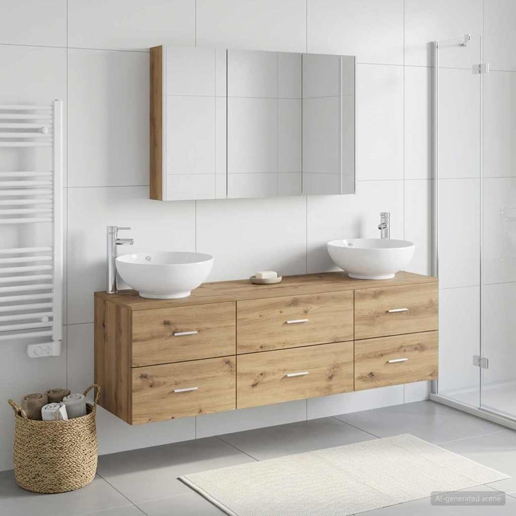 vidaXL Zestaw mebli łazienkowych 4 pcs Dąb artisan