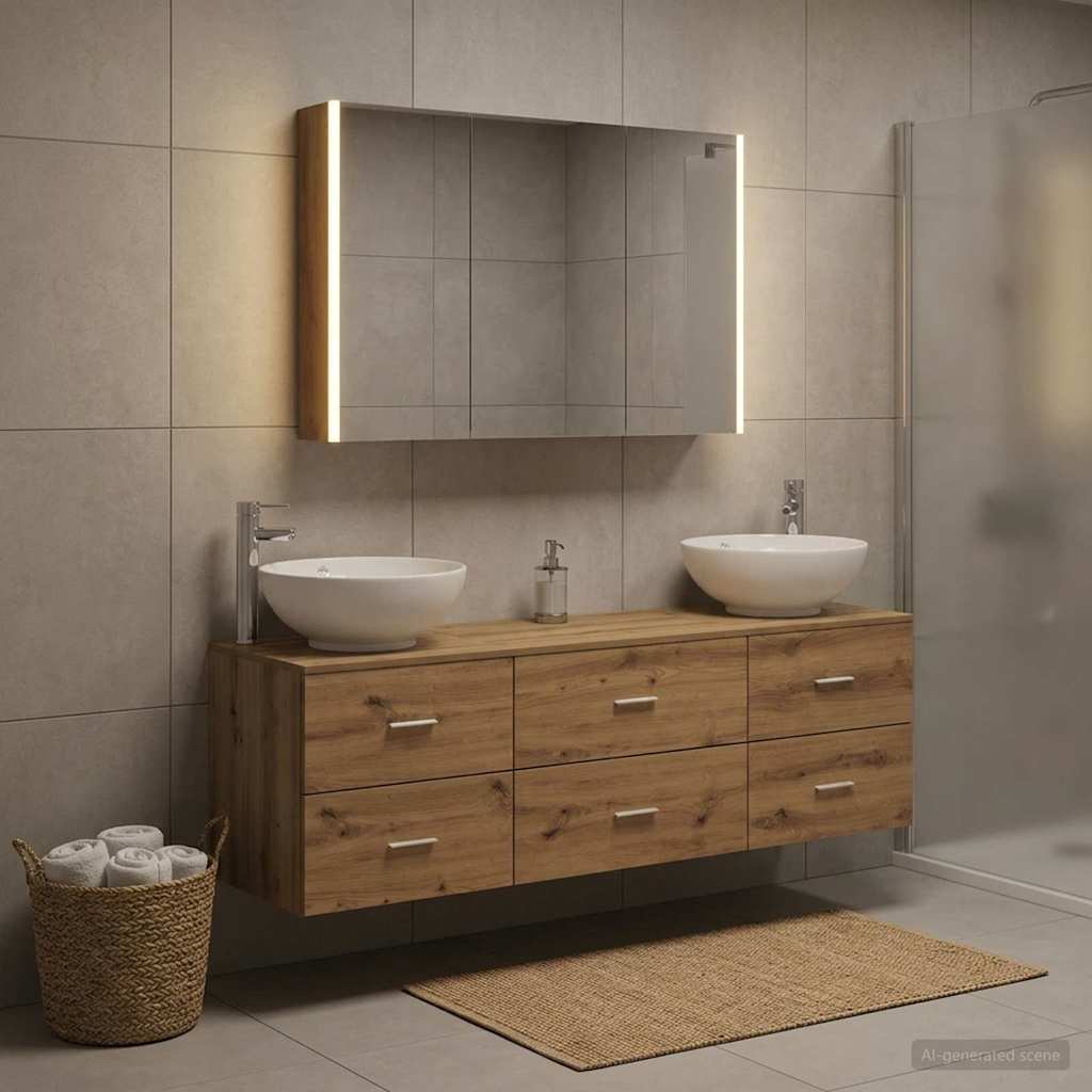 vidaXL Zestaw mebli łazienkowych 4 pcs Dąb artisan