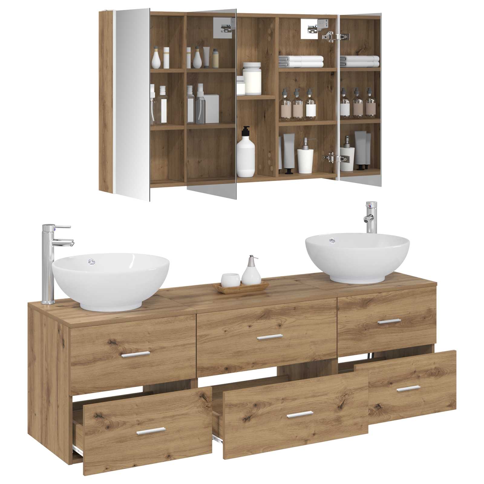 vidaXL Zestaw mebli łazienkowych 4 pcs Dąb artisan