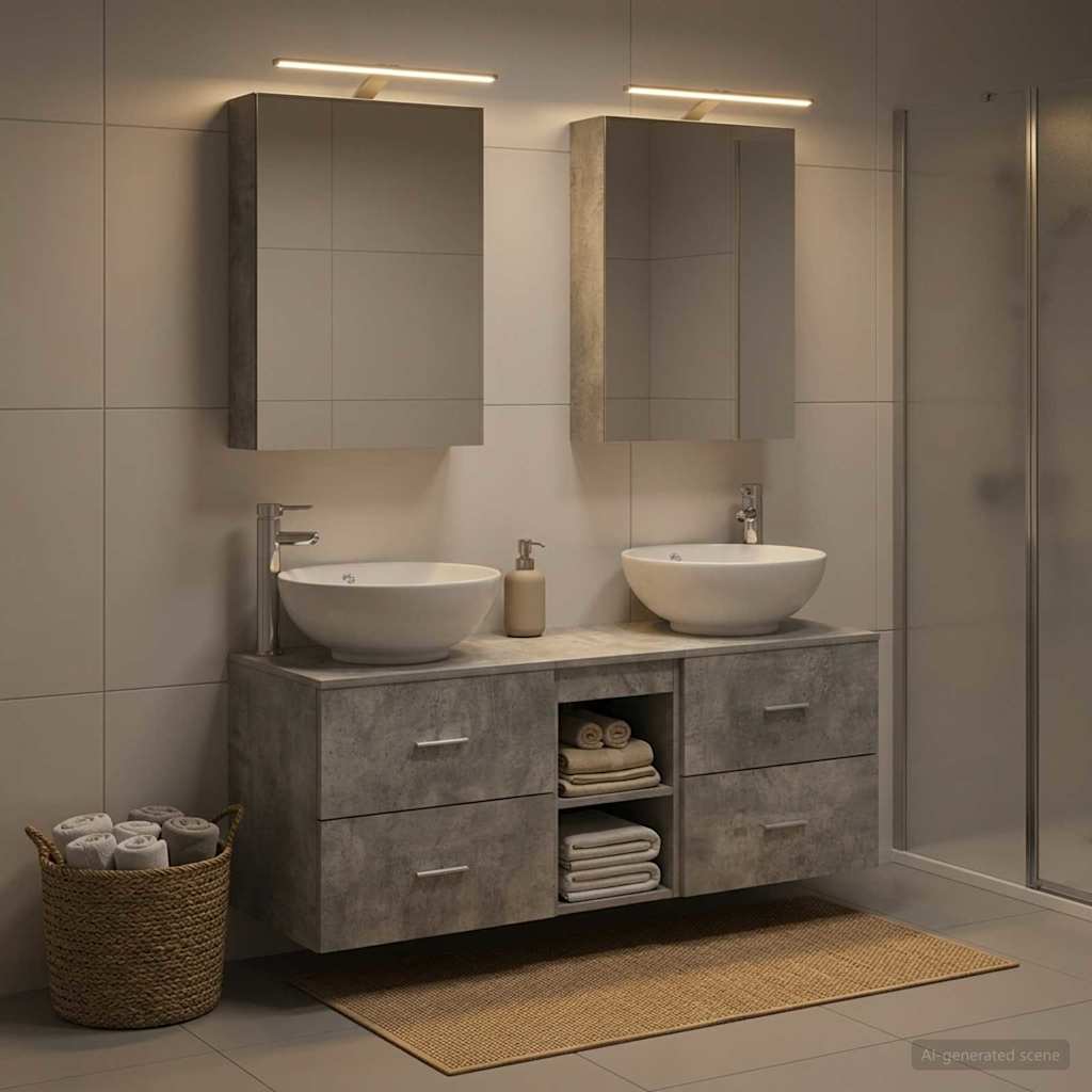 vidaXL Zestaw mebli łazienkowych 5 pcs Betonowy szary