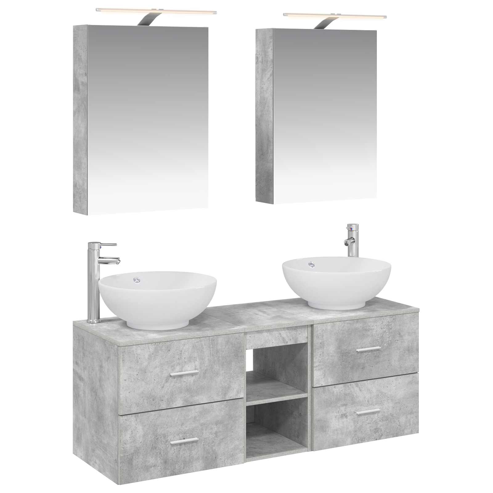 vidaXL Zestaw mebli łazienkowych 5 pcs Betonowy szary