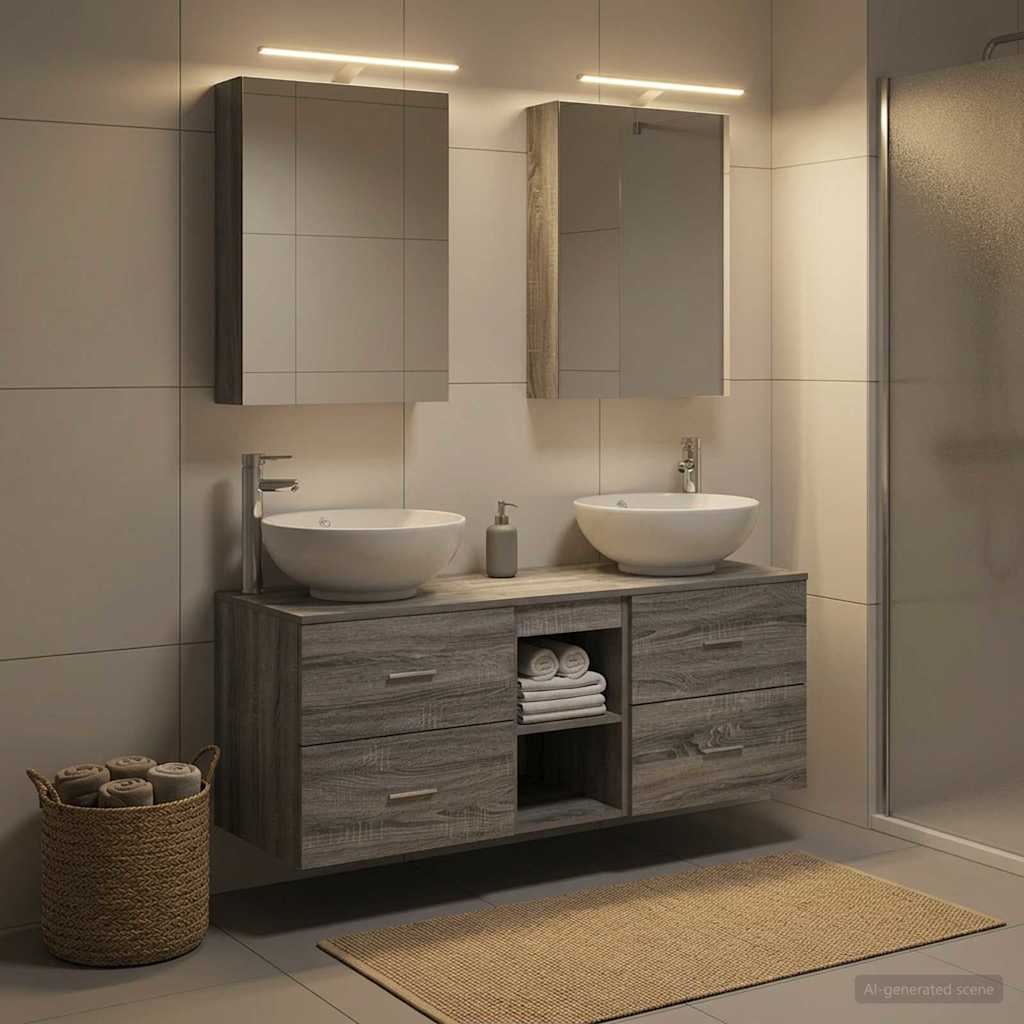 vidaXL Zestaw mebli łazienkowych 5 pcs Szary Sonoma