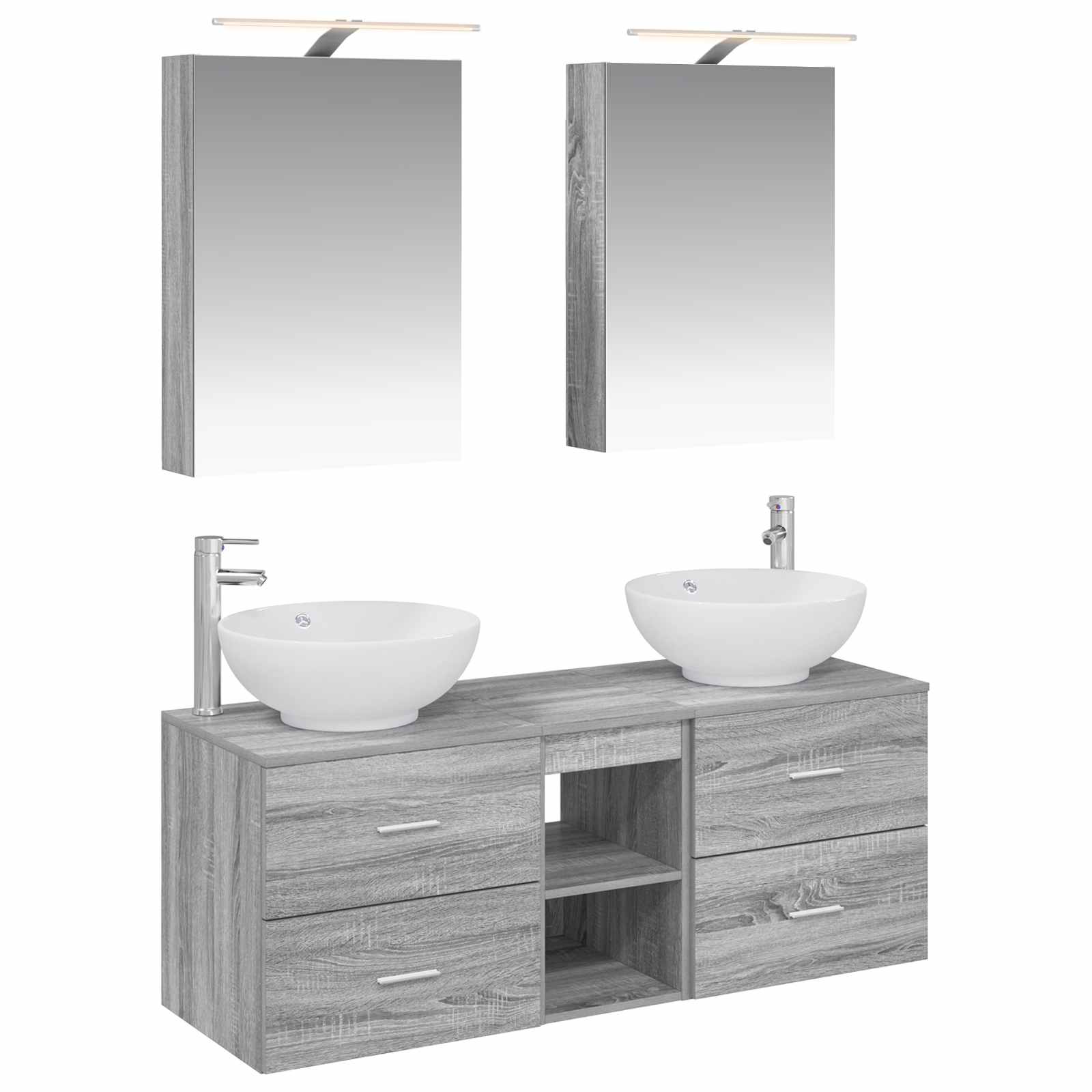 vidaXL Zestaw mebli łazienkowych 5 pcs Szary Sonoma