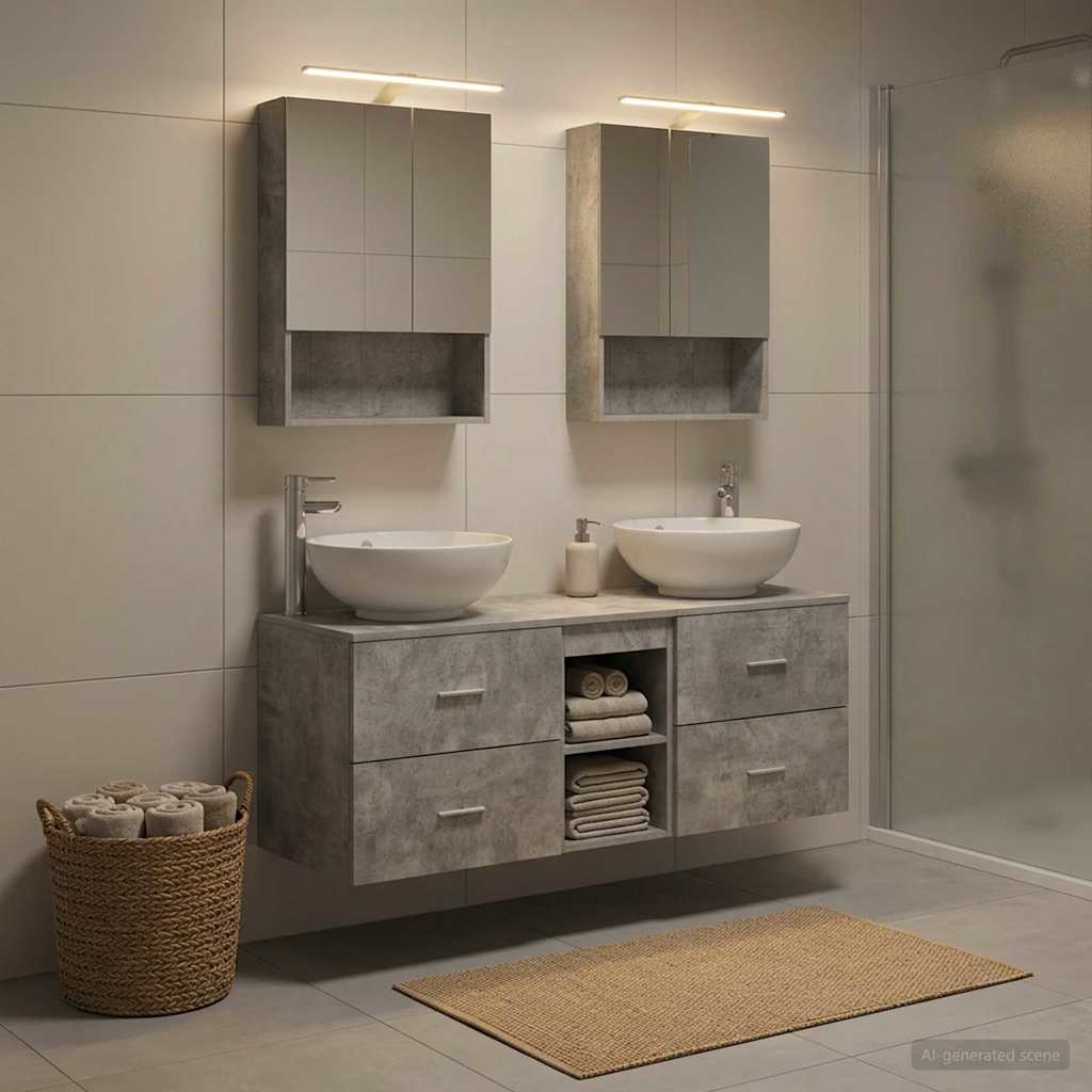 vidaXL Zestaw mebli łazienkowych 5 pcs Betonowy szary