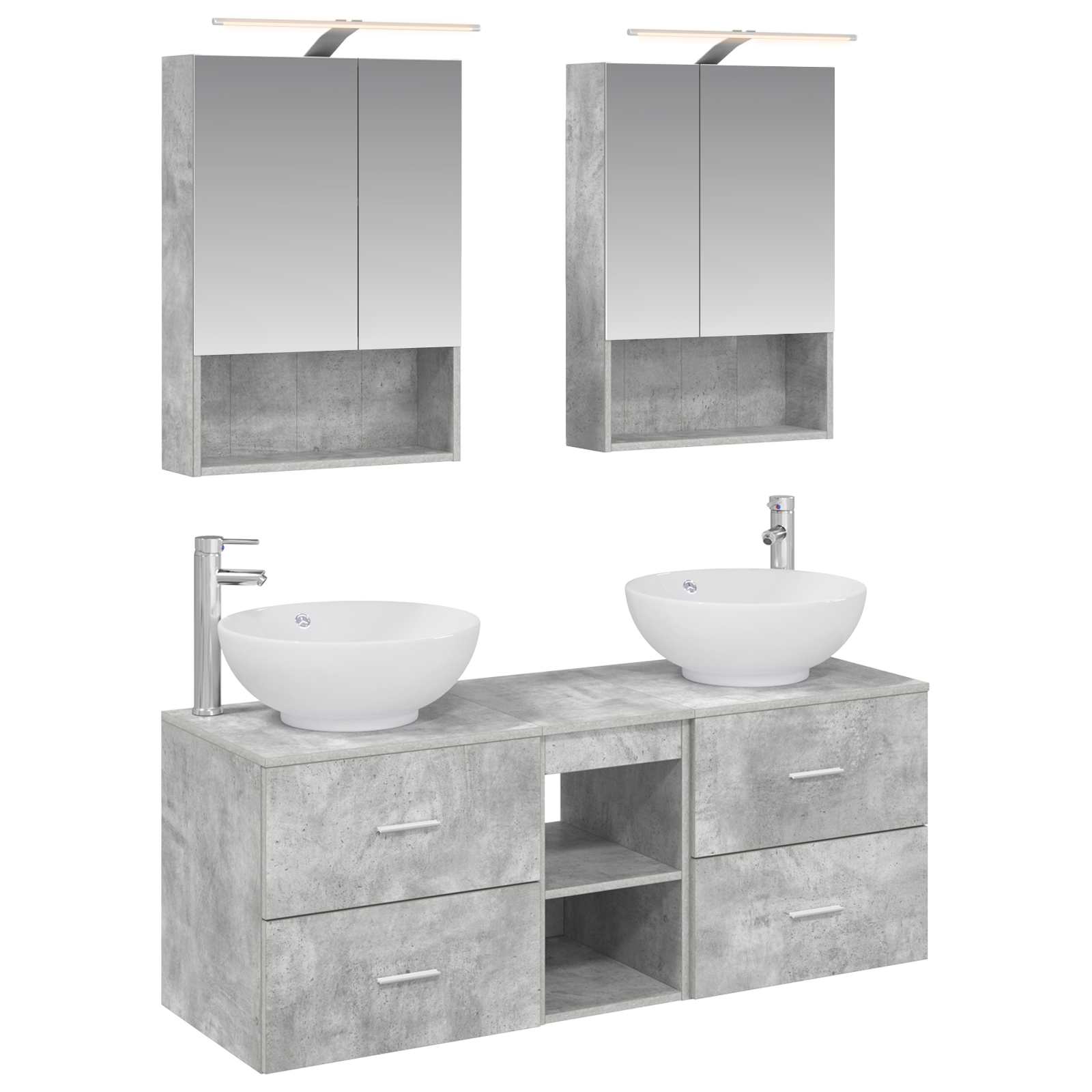 vidaXL Zestaw mebli łazienkowych 5 pcs Betonowy szary