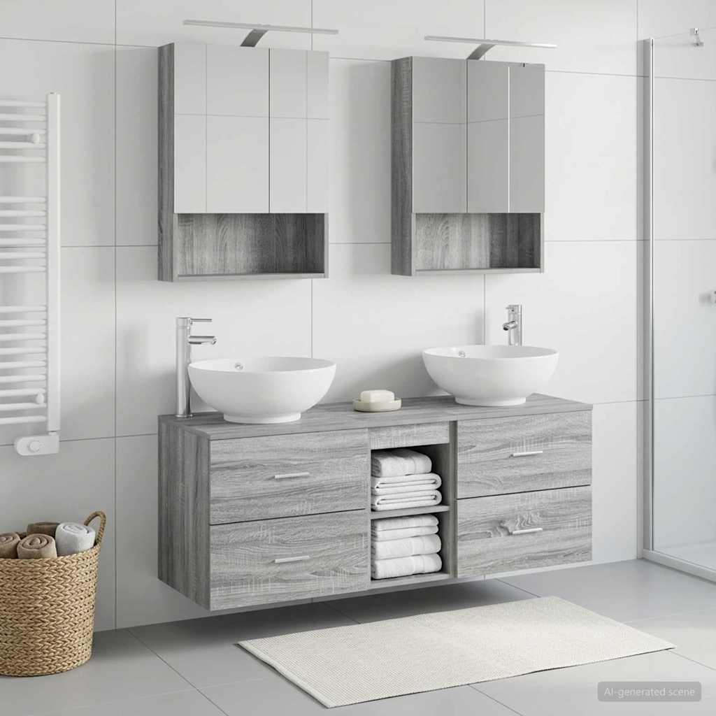 vidaXL Zestaw mebli łazienkowych 5 pcs Szary Sonoma