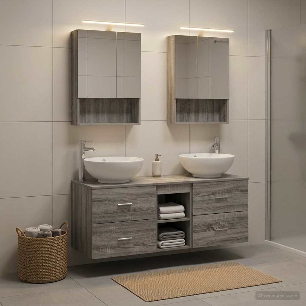 vidaXL Zestaw mebli łazienkowych 5 pcs Szary Sonoma