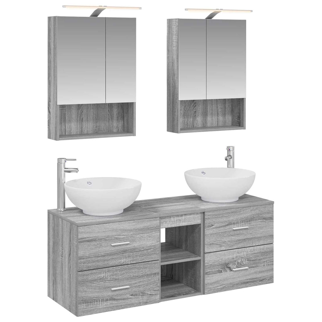 vidaXL Zestaw mebli łazienkowych 5 pcs Szary Sonoma