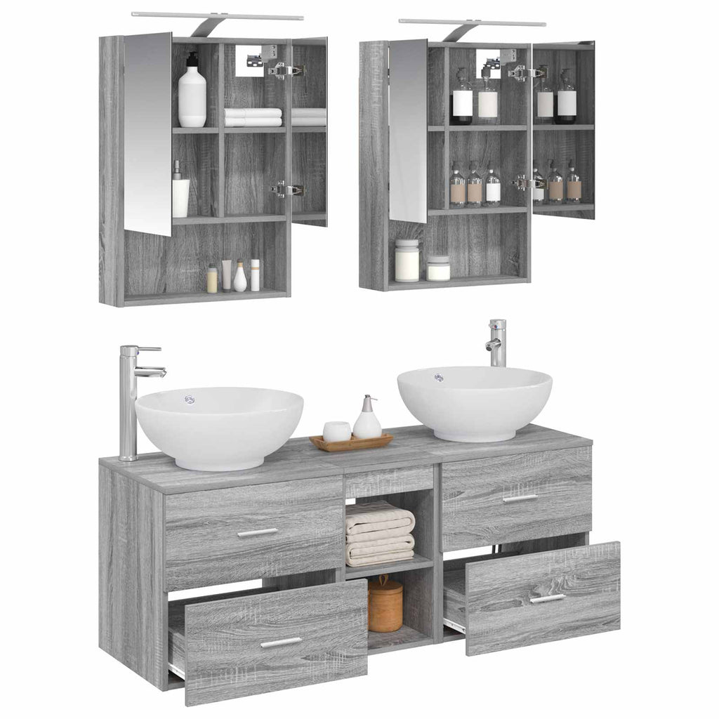 vidaXL Zestaw mebli łazienkowych 5 pcs Szary Sonoma