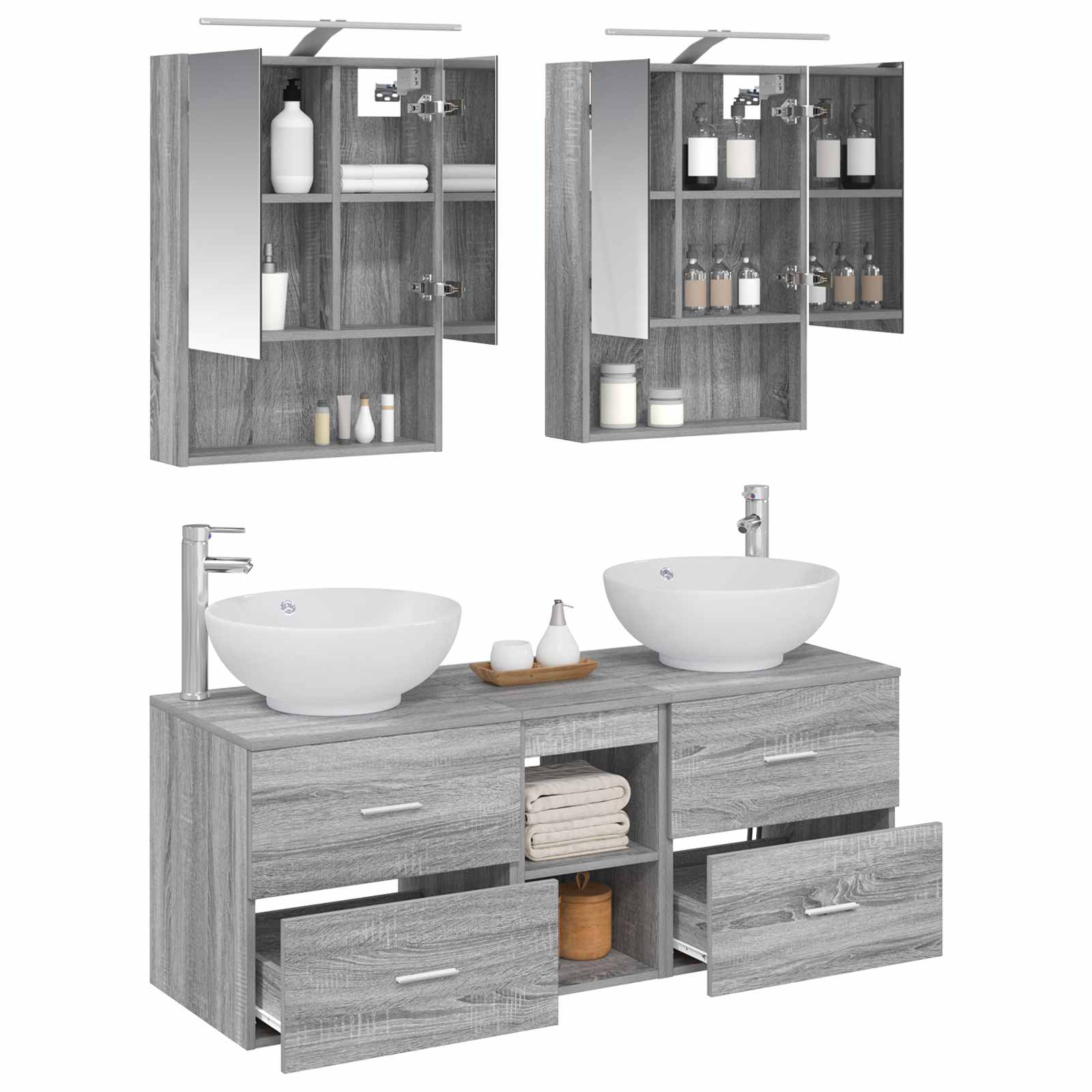 vidaXL Zestaw mebli łazienkowych 5 pcs Szary Sonoma