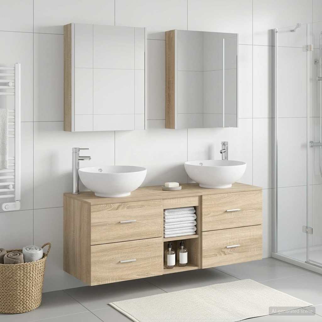 vidaXL Zestaw mebli łazienkowych 5 pcs dąb Sonoma