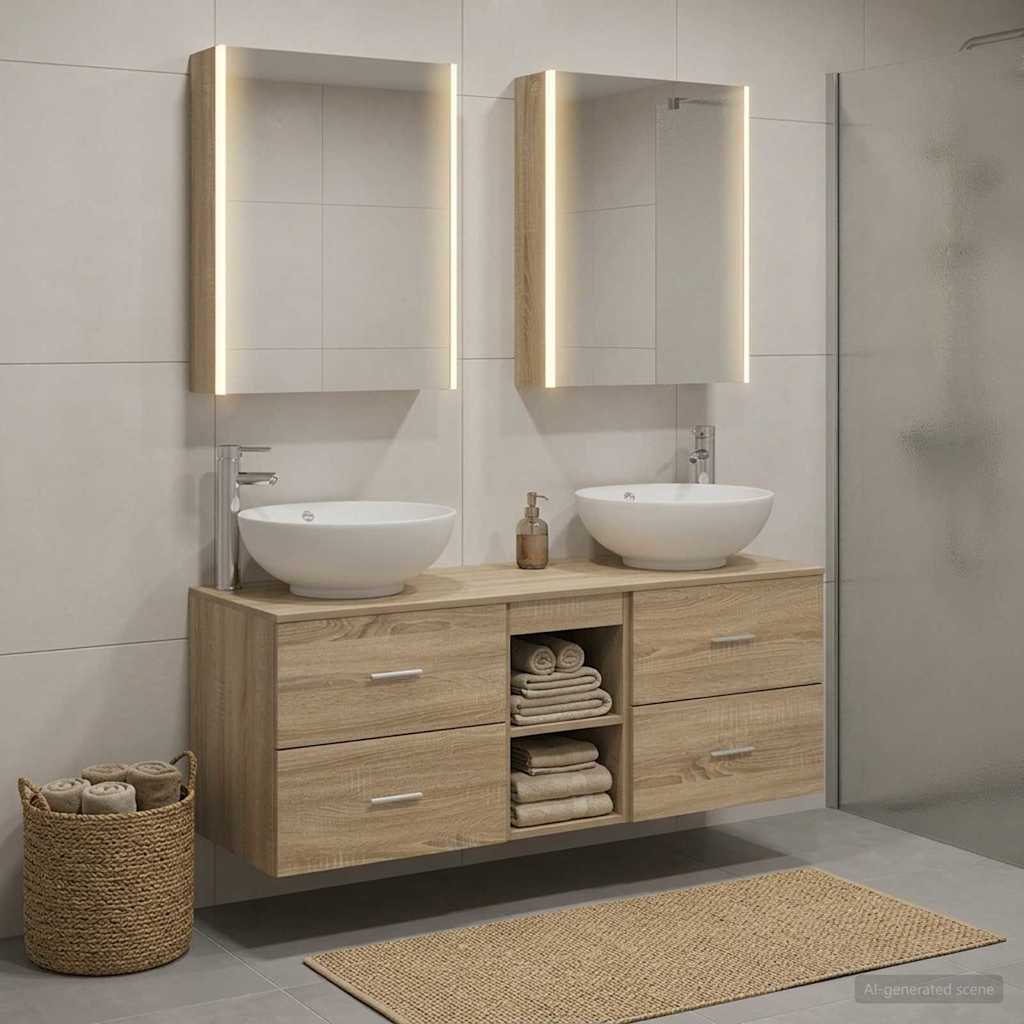 vidaXL Zestaw mebli łazienkowych 5 pcs dąb Sonoma