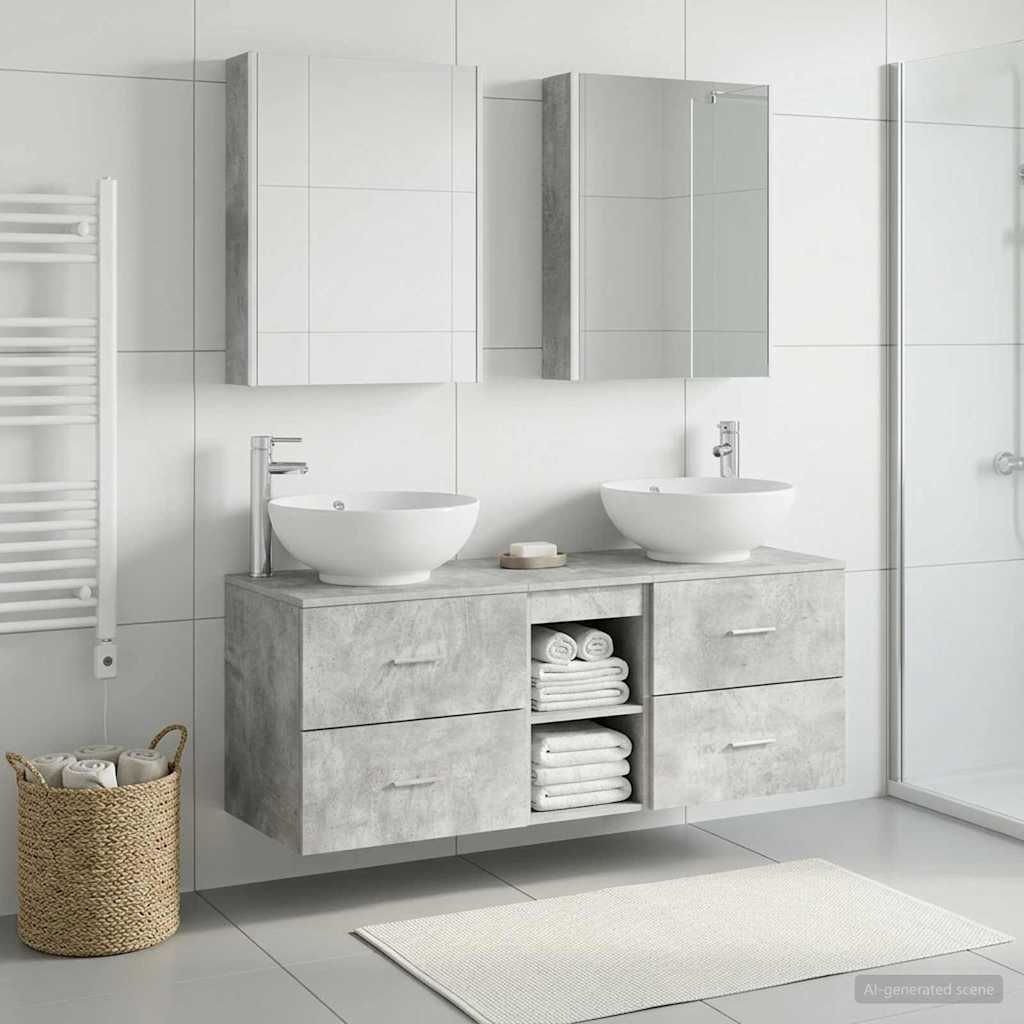 vidaXL Zestaw mebli łazienkowych 5 pcs Betonowy szary