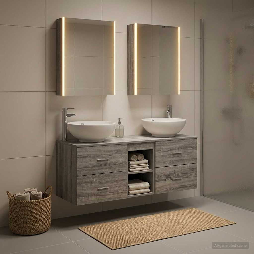 vidaXL Zestaw mebli łazienkowych 5 pcs Szary Sonoma