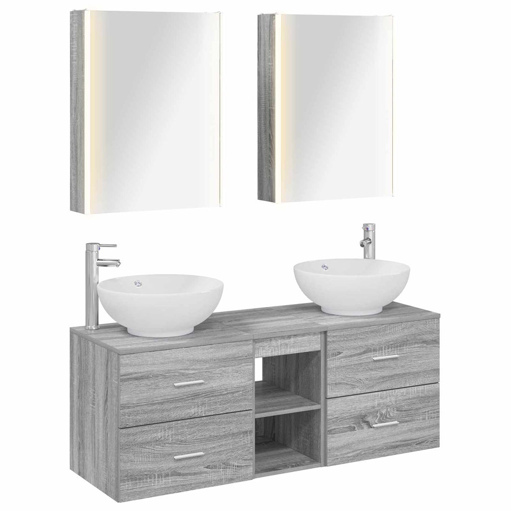 vidaXL Zestaw mebli łazienkowych 5 pcs Szary Sonoma