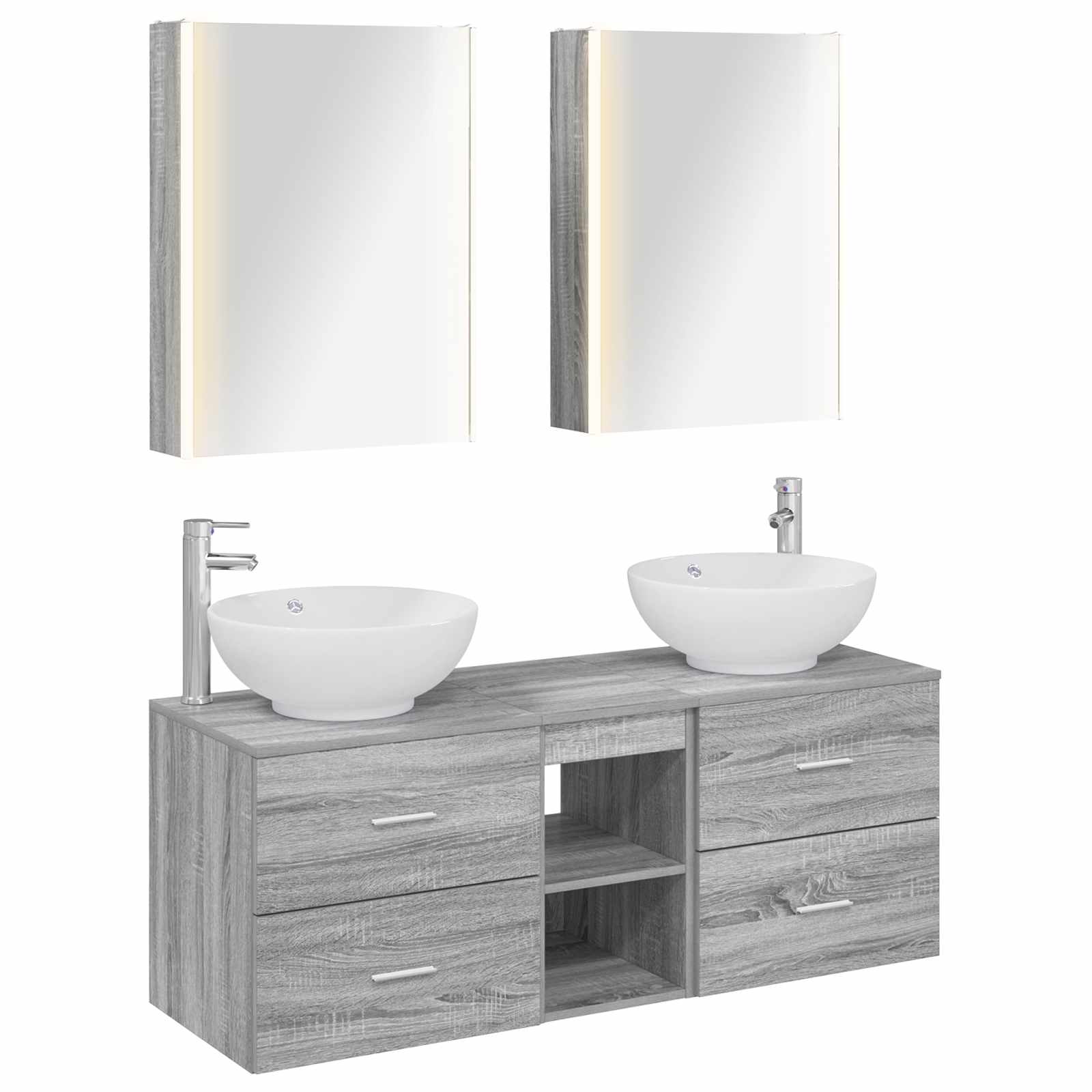 vidaXL Zestaw mebli łazienkowych 5 pcs Szary Sonoma