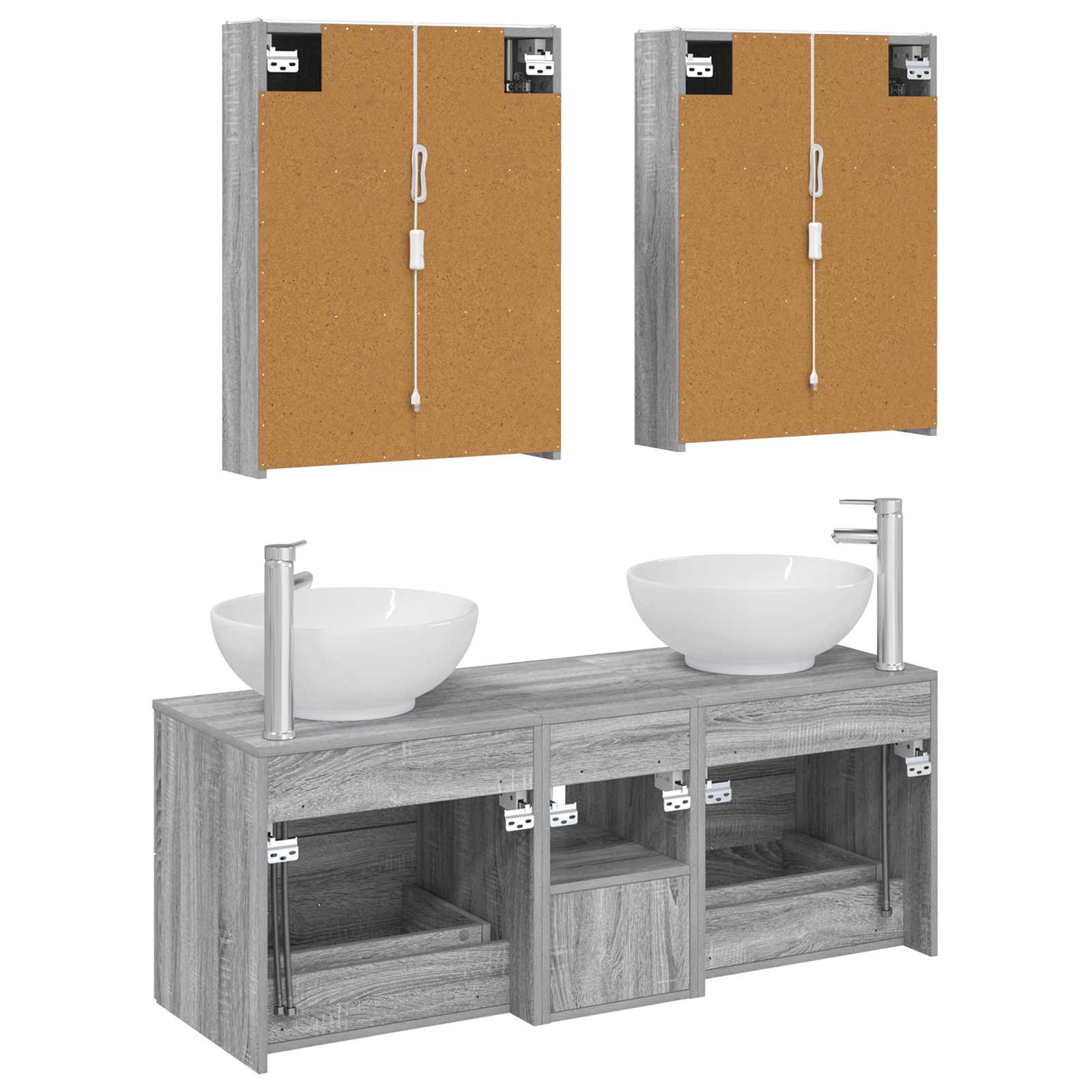 vidaXL Zestaw mebli łazienkowych 5 pcs Szary Sonoma