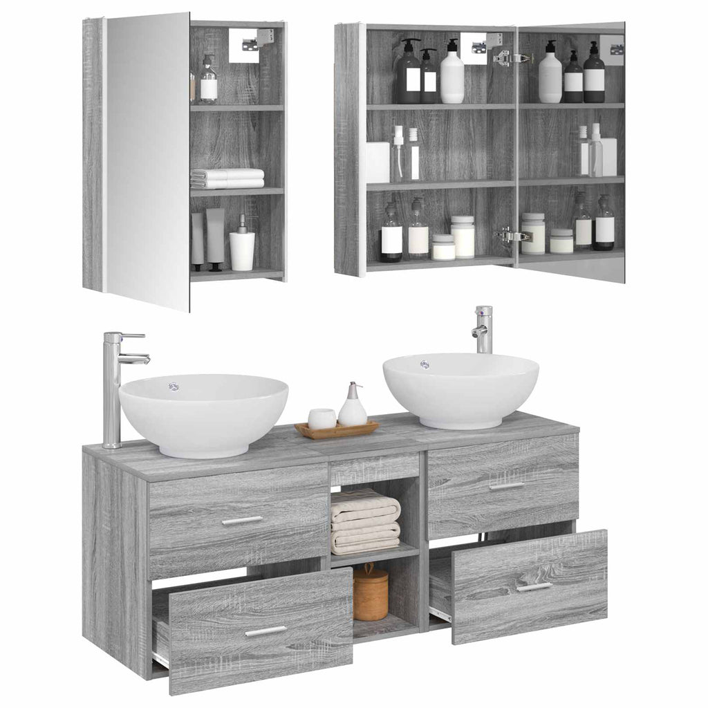 vidaXL Zestaw mebli łazienkowych 5 pcs Szary Sonoma