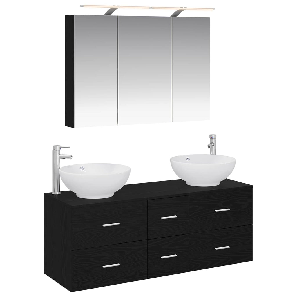 vidaXL Zestaw mebli łazienkowych 4 pcs Czarny dąb