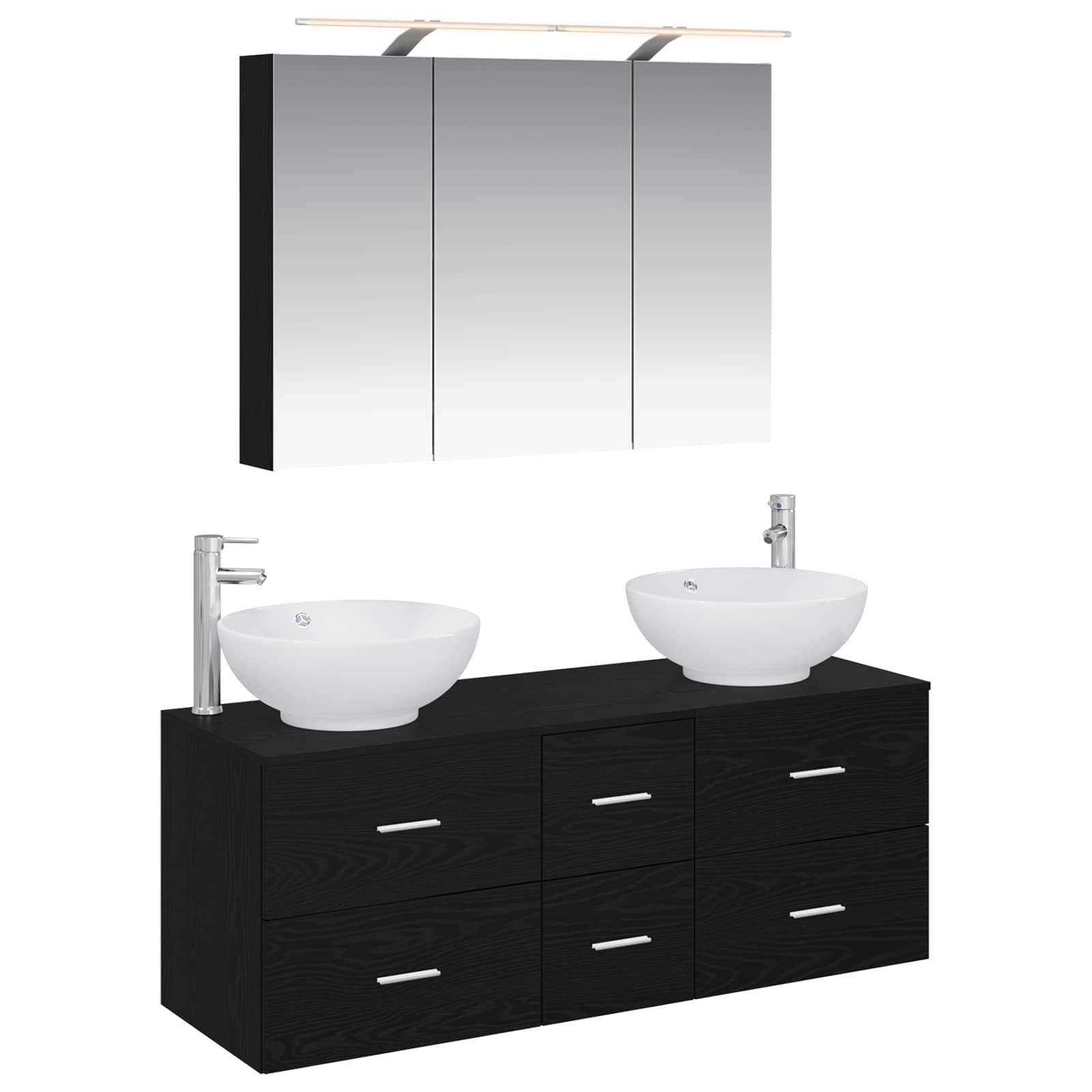 vidaXL Zestaw mebli łazienkowych 4 pcs Czarny dąb