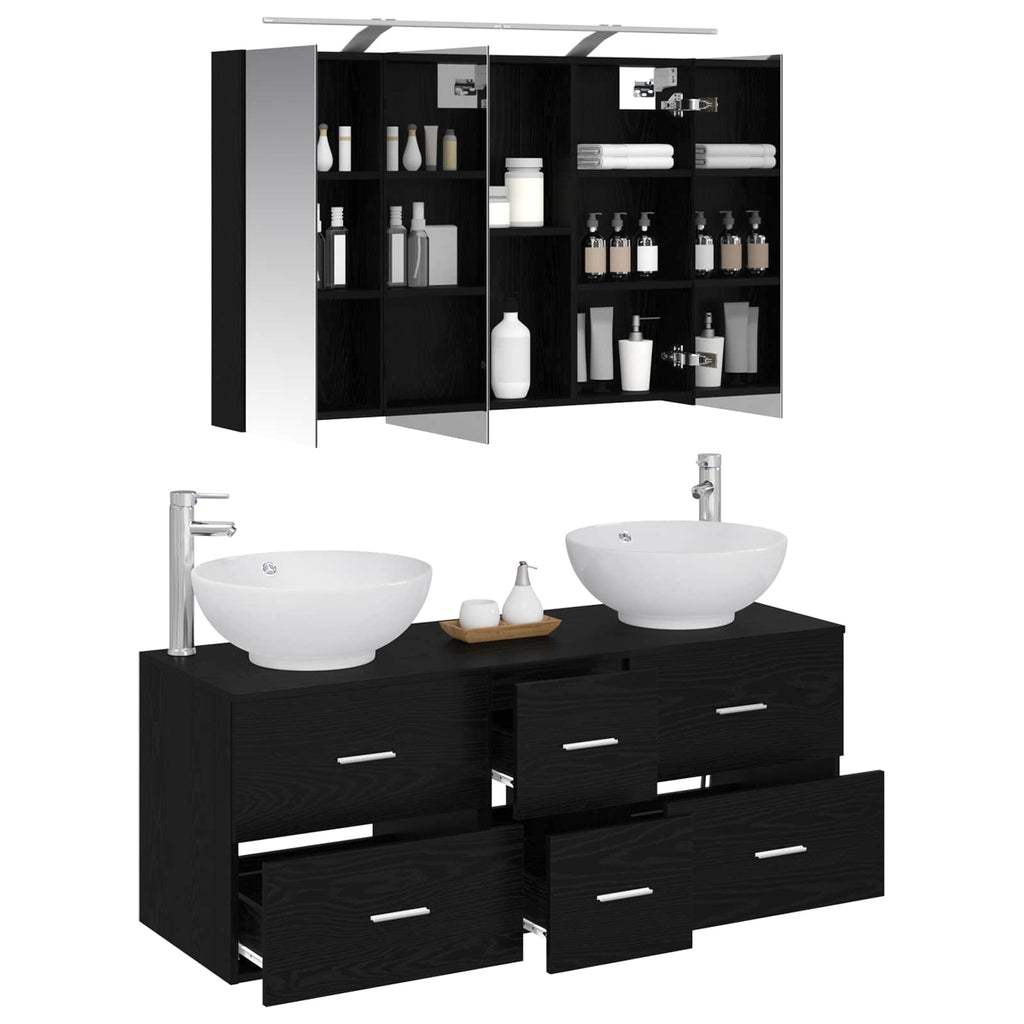 vidaXL Zestaw mebli łazienkowych 4 pcs Czarny dąb
