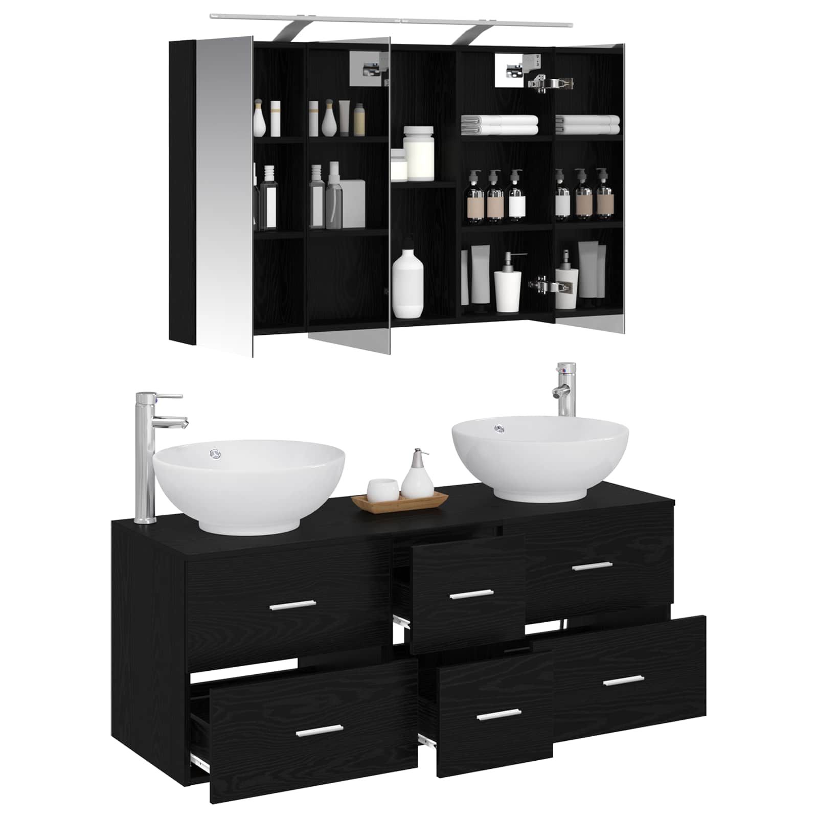 vidaXL Zestaw mebli łazienkowych 4 pcs Czarny dąb
