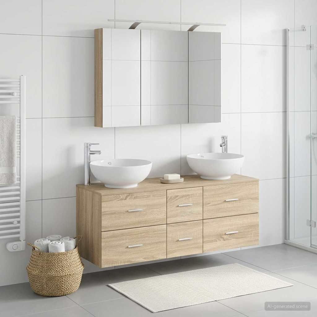 vidaXL Zestaw mebli łazienkowych 4 pcs dąb Sonoma
