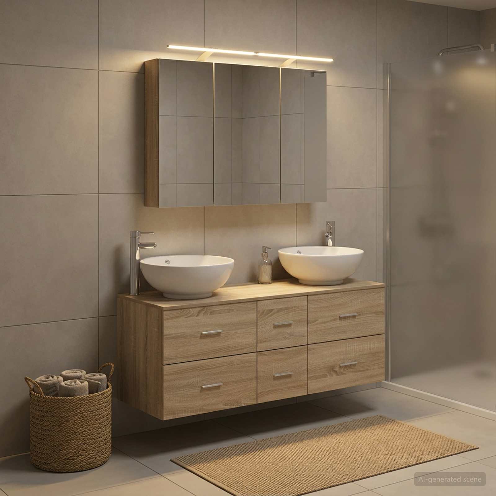 vidaXL Zestaw mebli łazienkowych 4 pcs dąb Sonoma