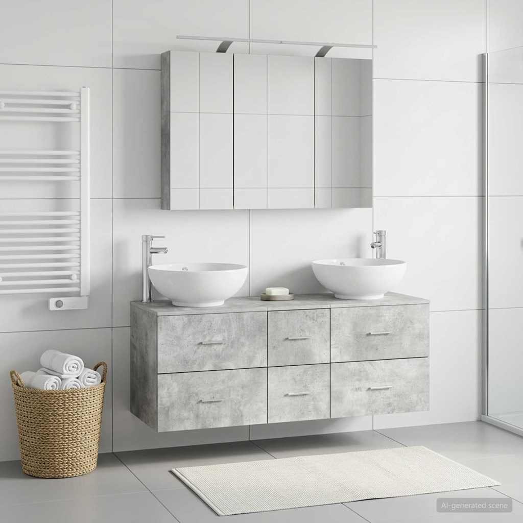 vidaXL Zestaw mebli łazienkowych 4 pcs Betonowy szary